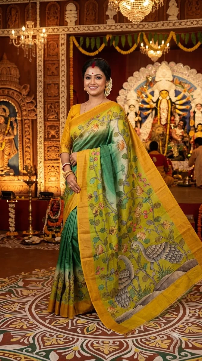 Tussar Hand Kalamkari Saree - 02