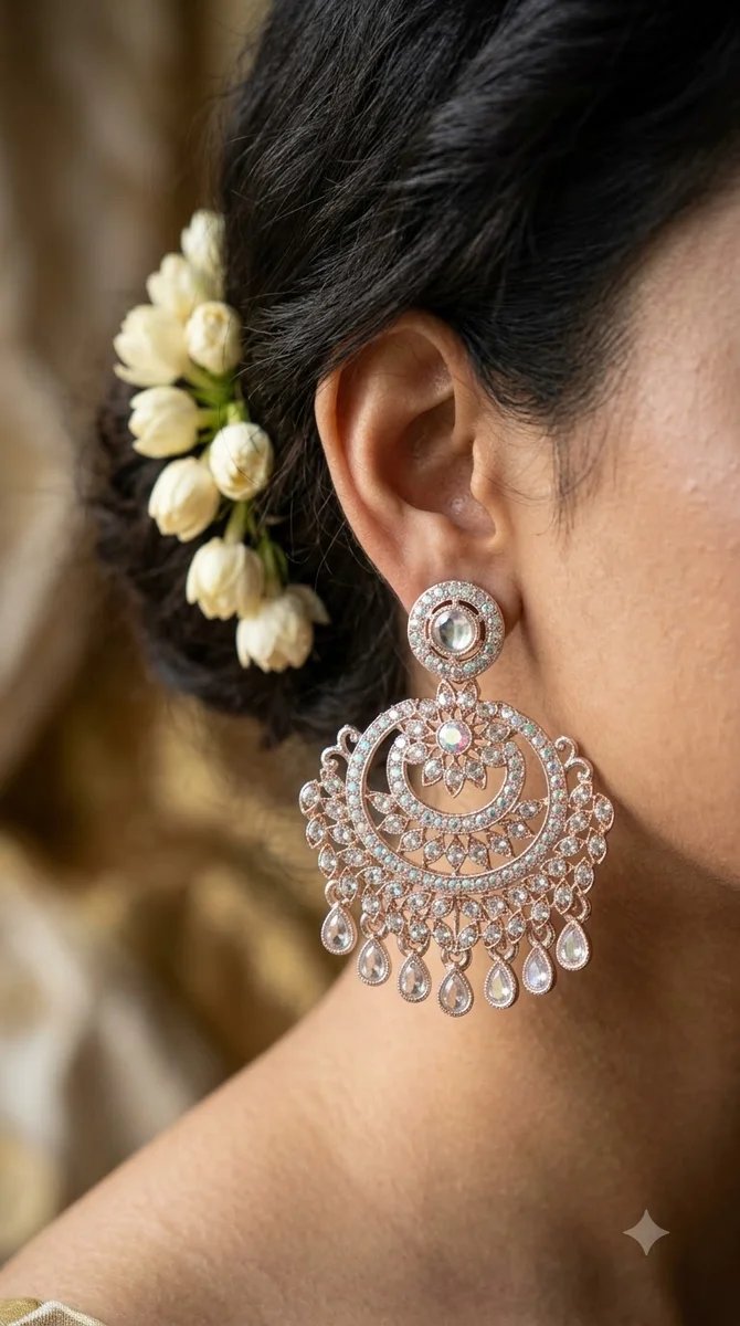 Artificial Glass Chandbali Earrings - 01