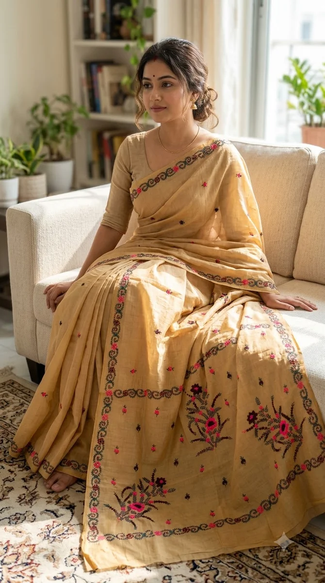 Chanderi Hand Stitch Saree - Parshi