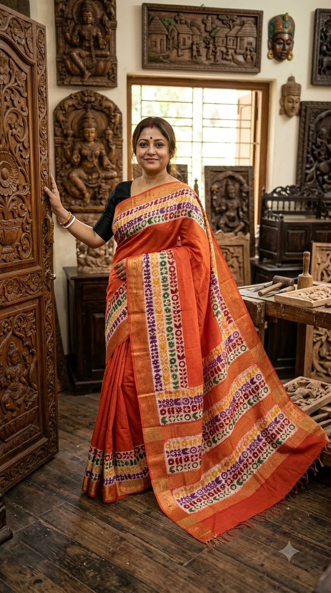 Naksi Zari Chanderi Batik Saree - 11