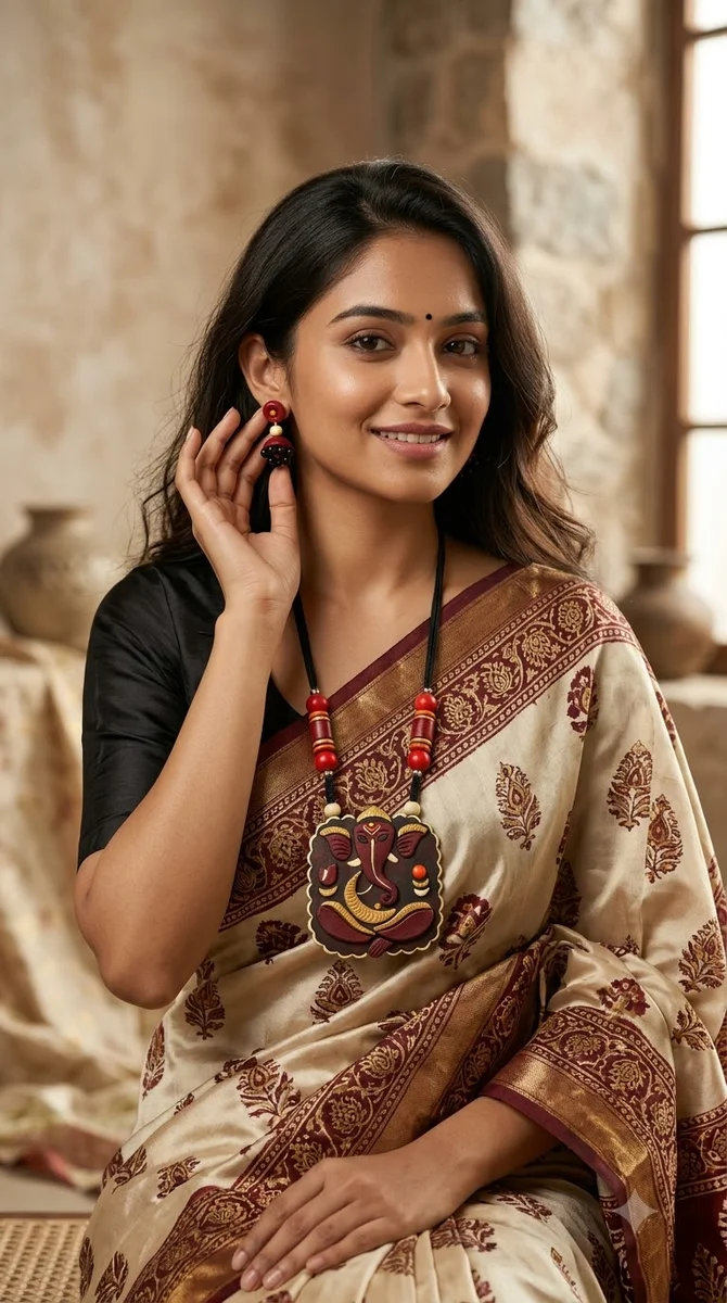 Ganesha Statement Necklace & Earrings Set - 04