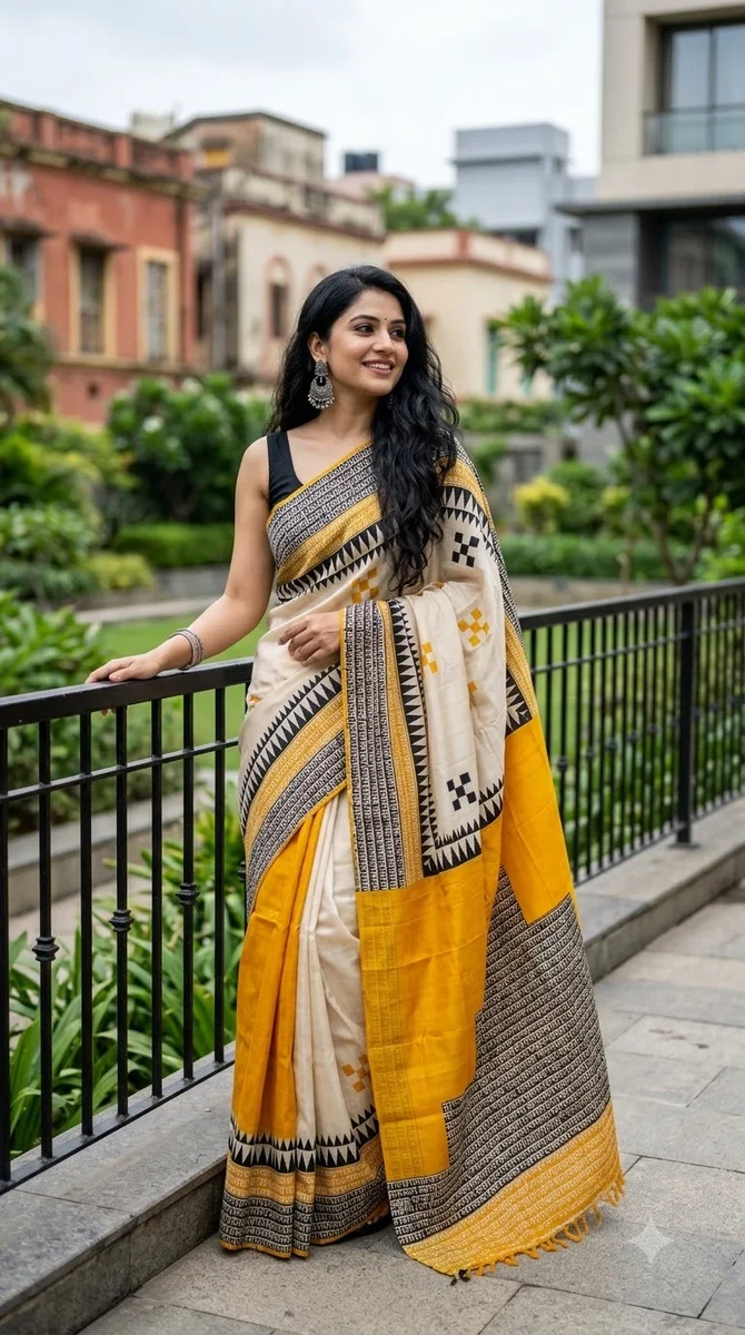 Silk Block Print Sarees: 01