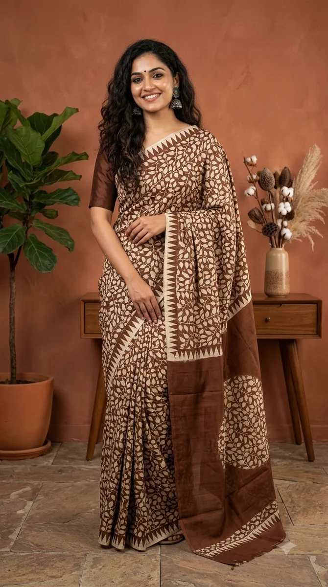 Silk Block Print Saree - 09