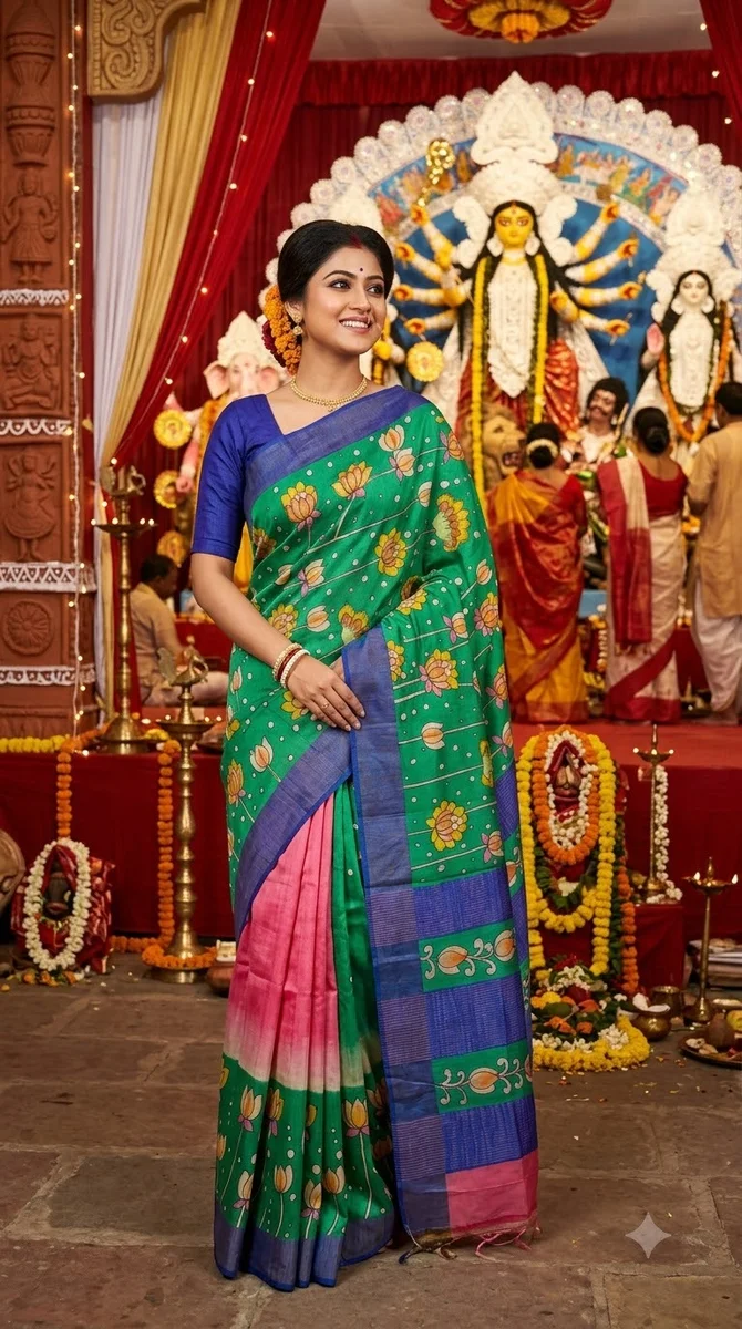 Tussar Hand Kalamkari Saree