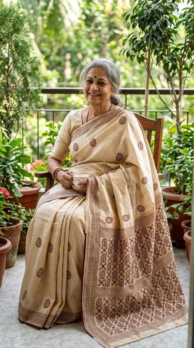 Embroidery work on bishnupuri tussor saree - 02
