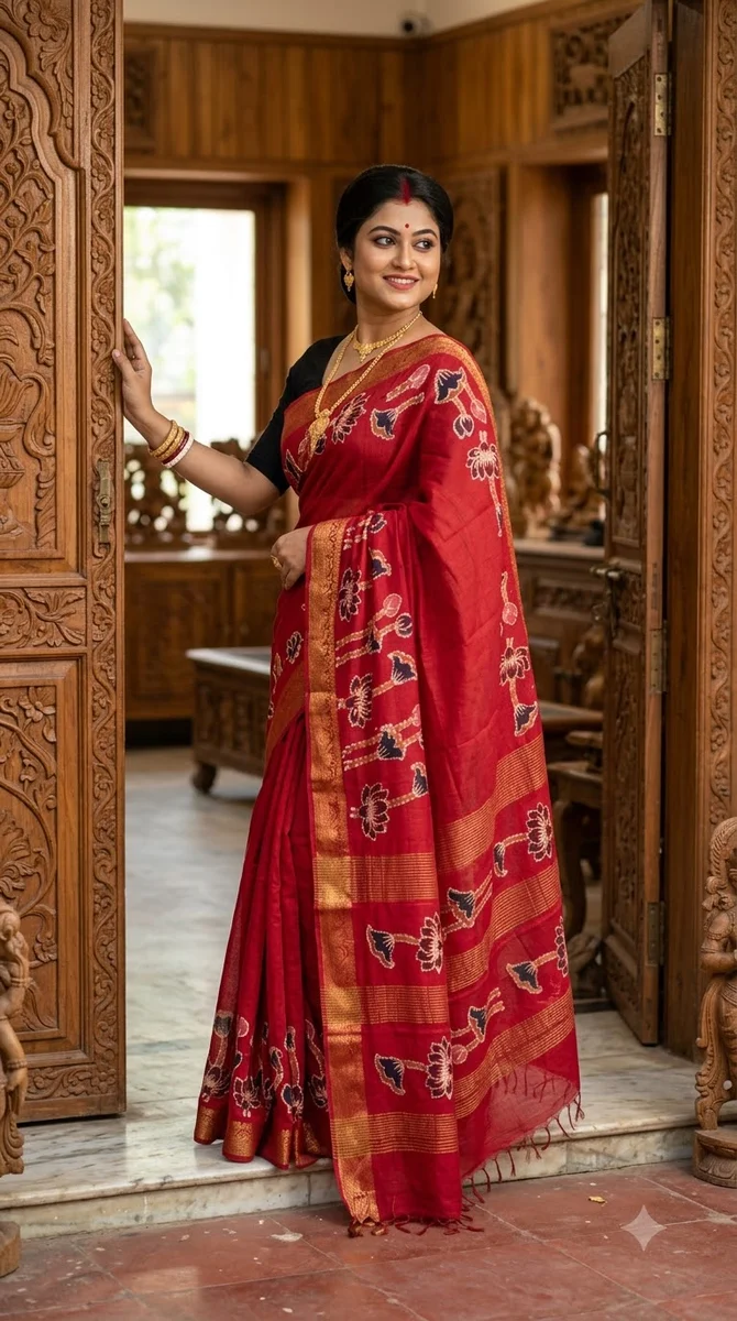 Naksi Zari Chanderi Batik Saree - 05