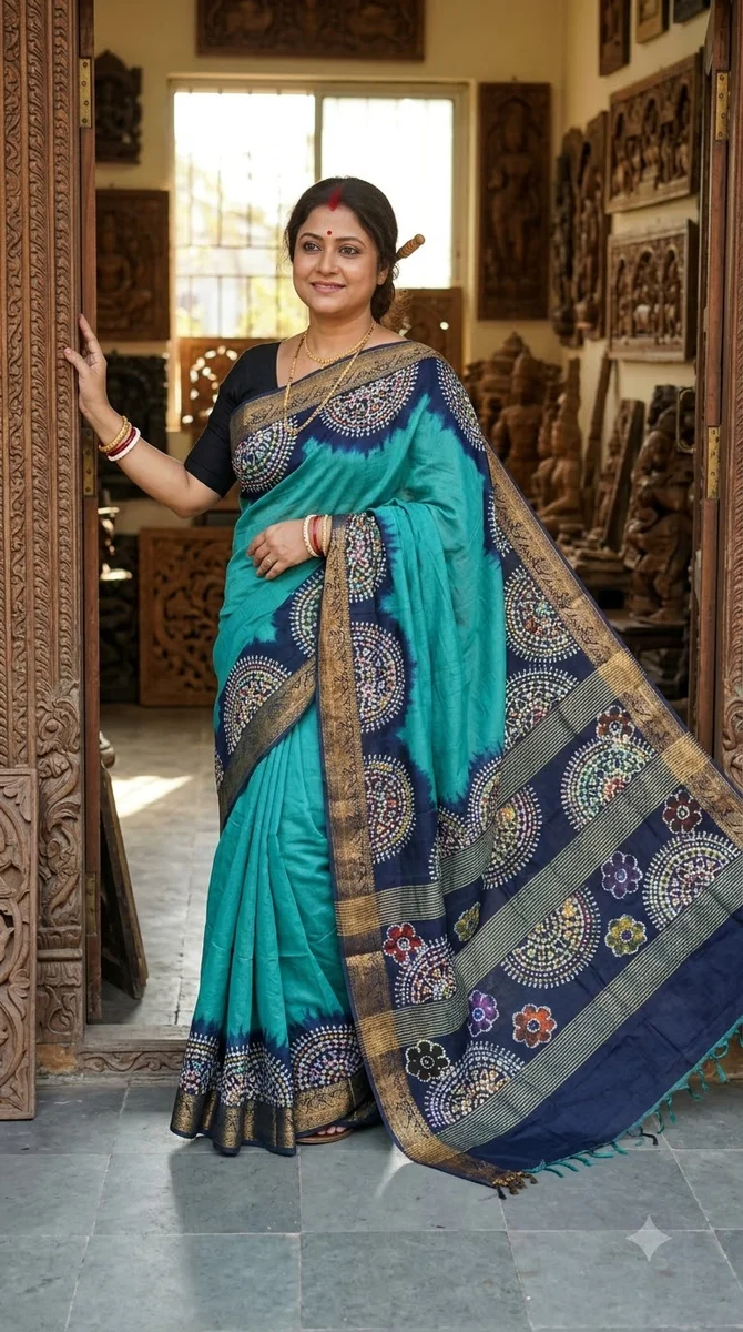 Naksi Zari Chanderi Batik Saree - 06