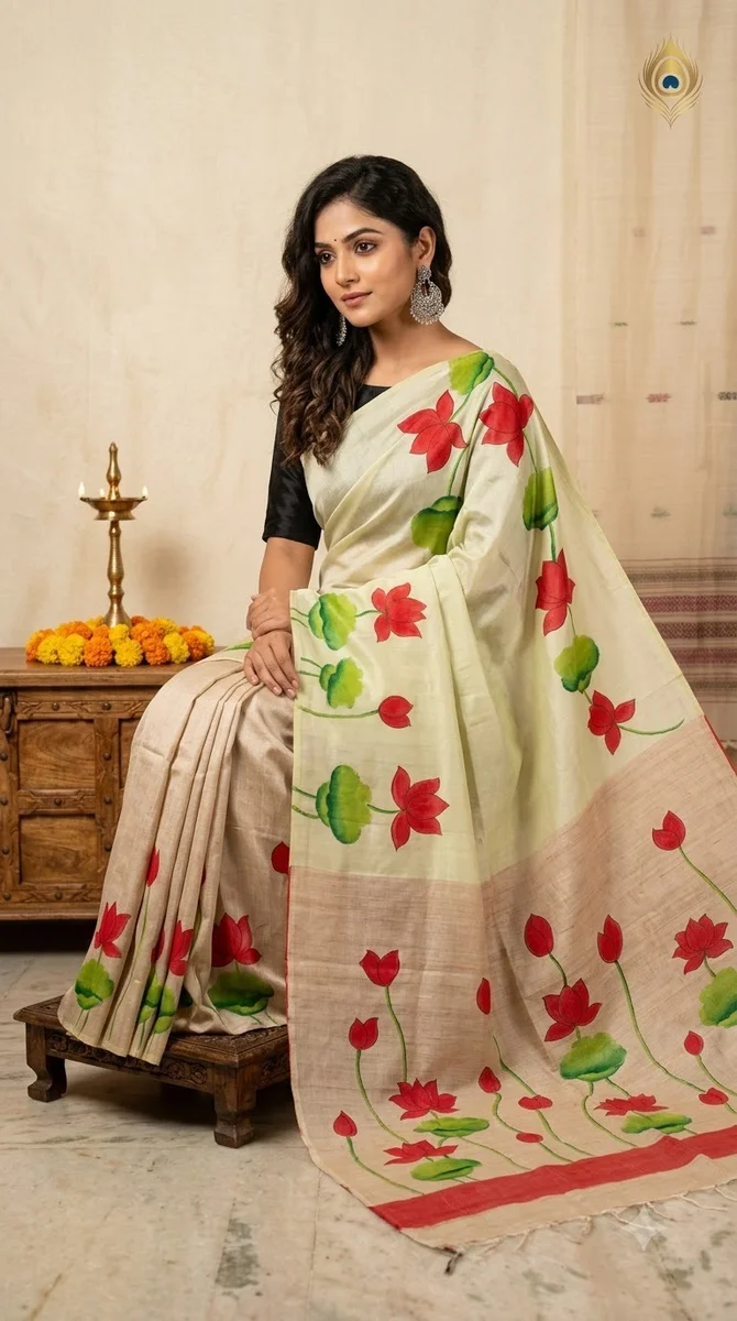 Silk Hand-Painted Saree - 04