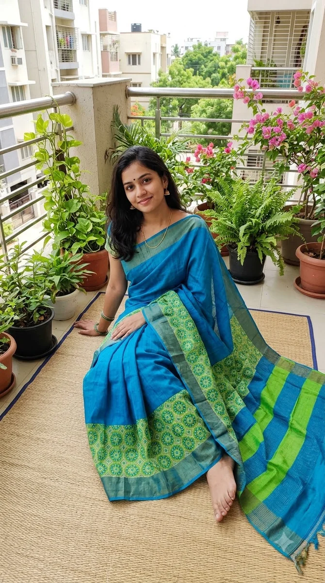 Tussar Hand Block Print Saree - 04