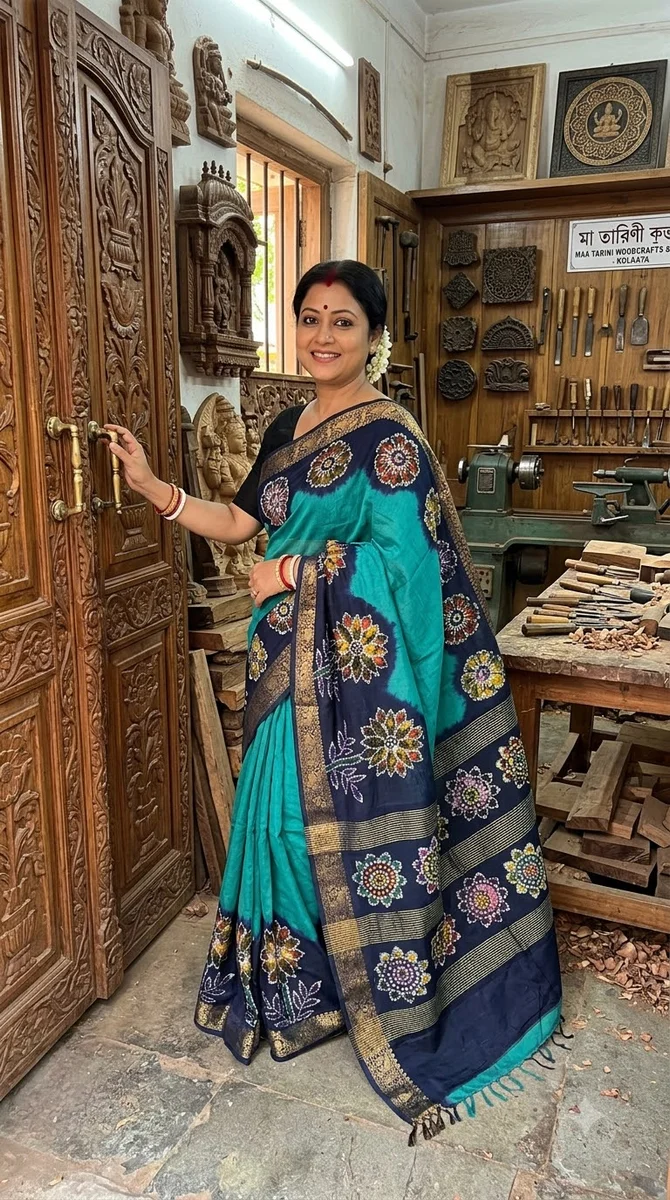 Naksi Zari Chanderi Batik Saree - 09