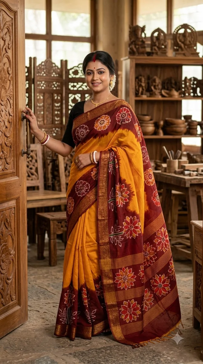 Naksi Zari Chanderi Batik Saree