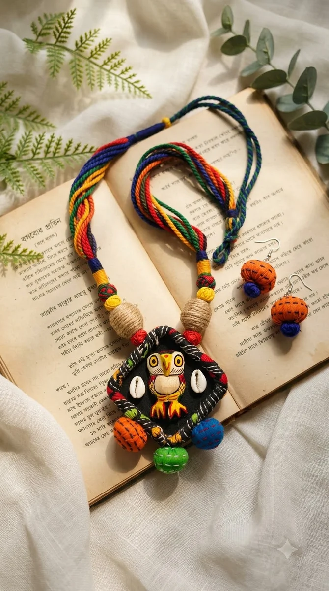 Tribal Owl Necklace & Earrings Set - 02