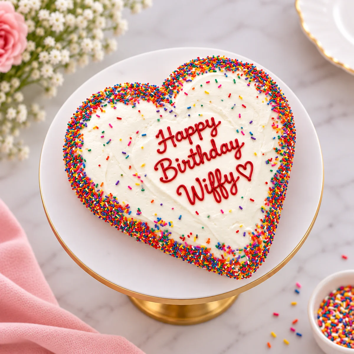 Happy Birthday Wifey Sprinkle Heart Cake – 500 g