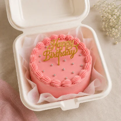 Elegant Pink Birthday Bento Cake – 250 g