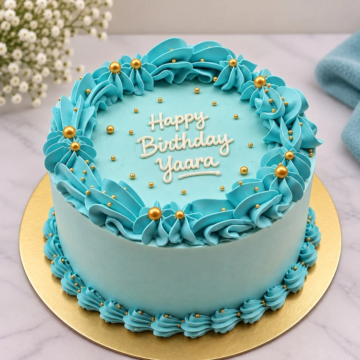 Happy Birthday Yaara Blue Cake 500 gm