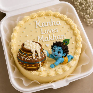 Kanha Loves Makhan Krishna Janmashtami Bento Cake – 225 gm