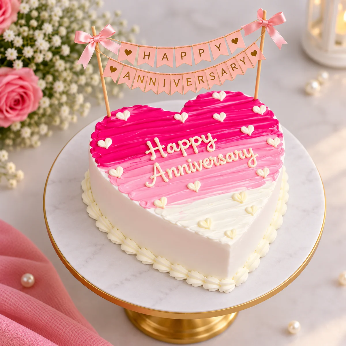 Pink Heart Anniversary Cake – 500 g