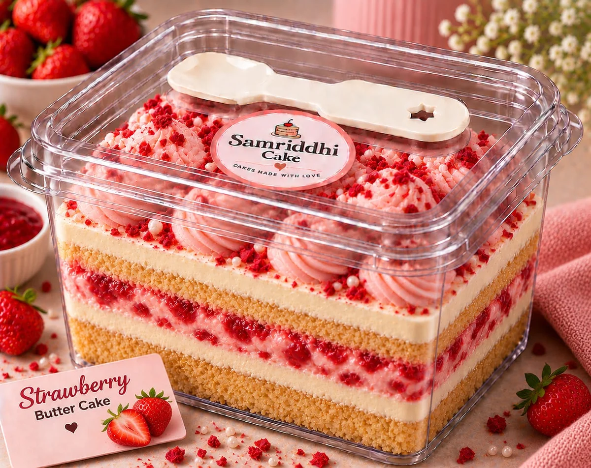 Strawberry Butter Cake 500 gm