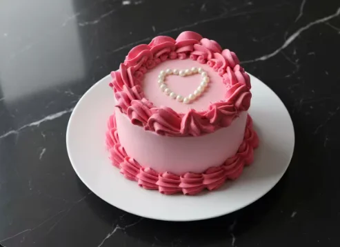 Pink Pearl Heart Celebration Cake – 500 g