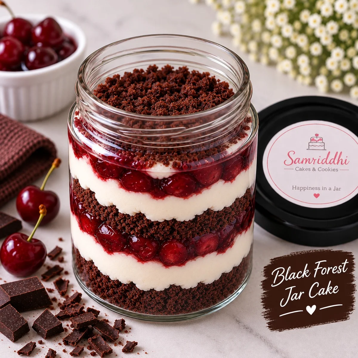 Black Forest Crush Jar Cake