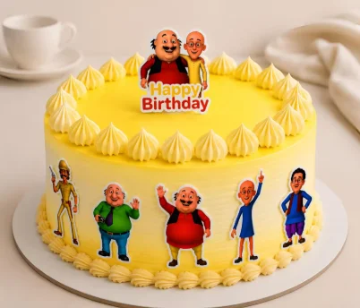 Motu Patlu Theme Birthday Pineapple cake 500 gm
