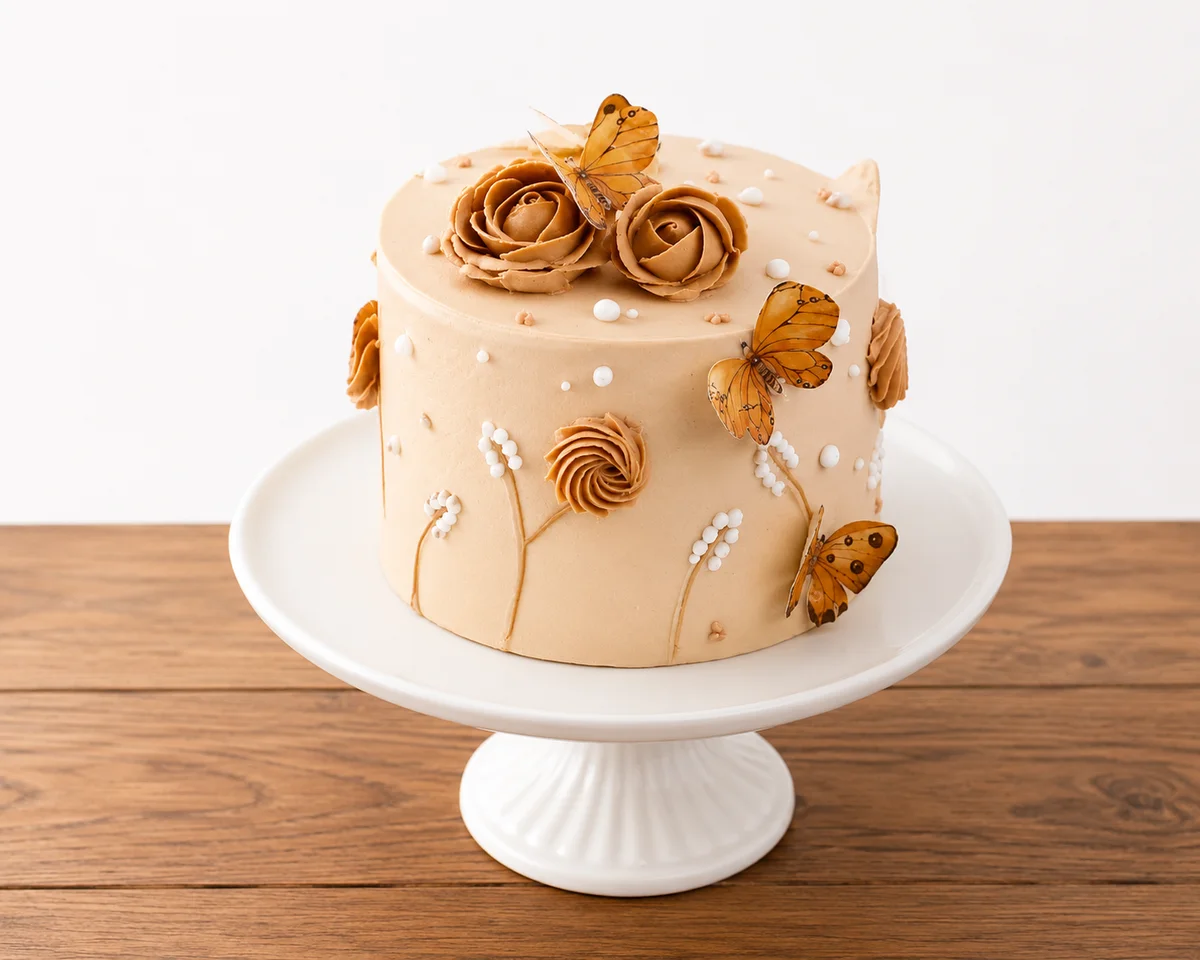 Chocolate Caramel Rose & Butterfly Elegant Cake – 500