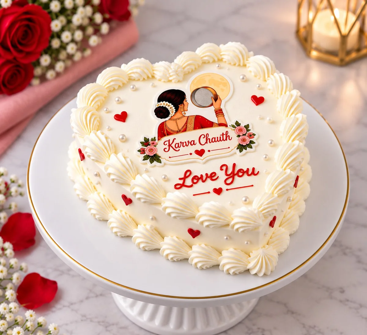 Royal Heart Karwa Chauth Vanilla Cake – 500g