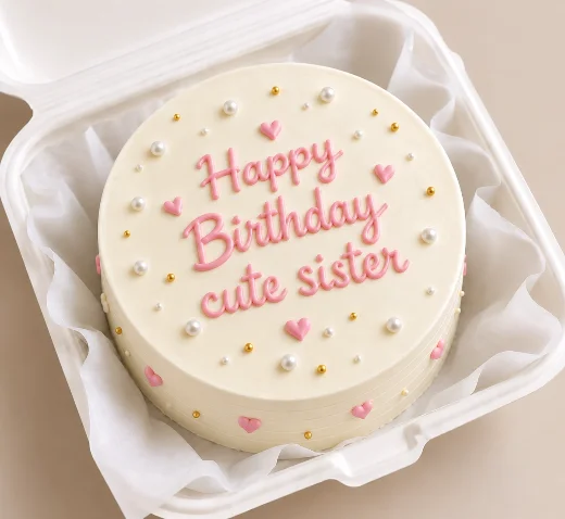 Vanilla Flavour Happy Birthday Cute Sister Pearl Bento Cake 225 gms