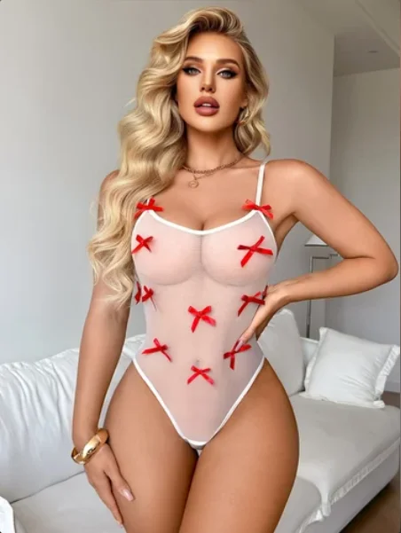 Women Premium Mesh Bodysuit Lingerie with Stylish Bow Desig