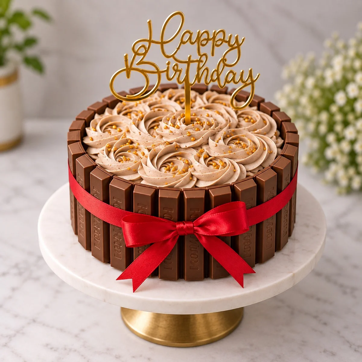 KitKat Chocolate Rosette Birthday Cake – 500 gm