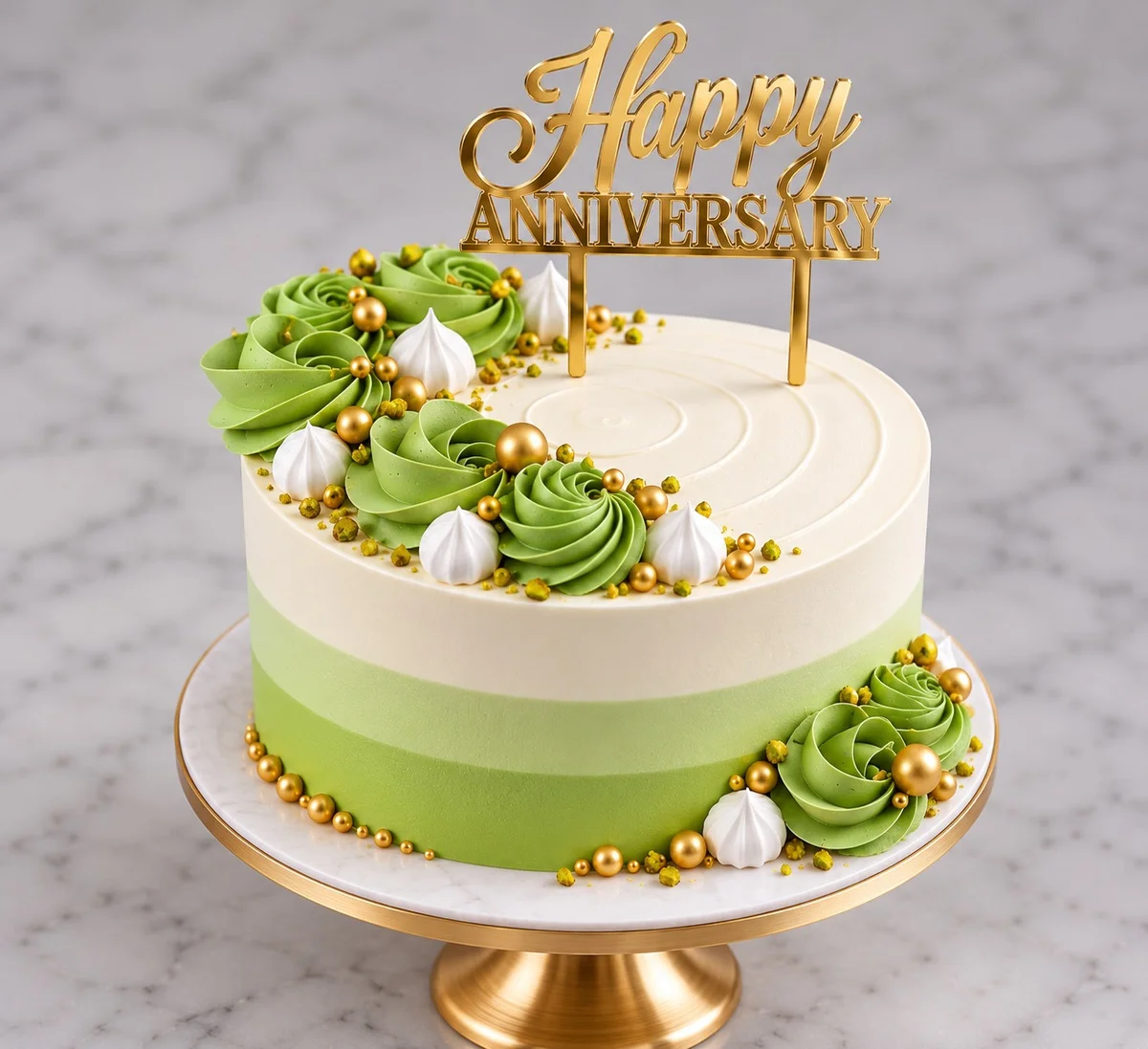 Pistachio Elegance Anniversary Cake – 500 g