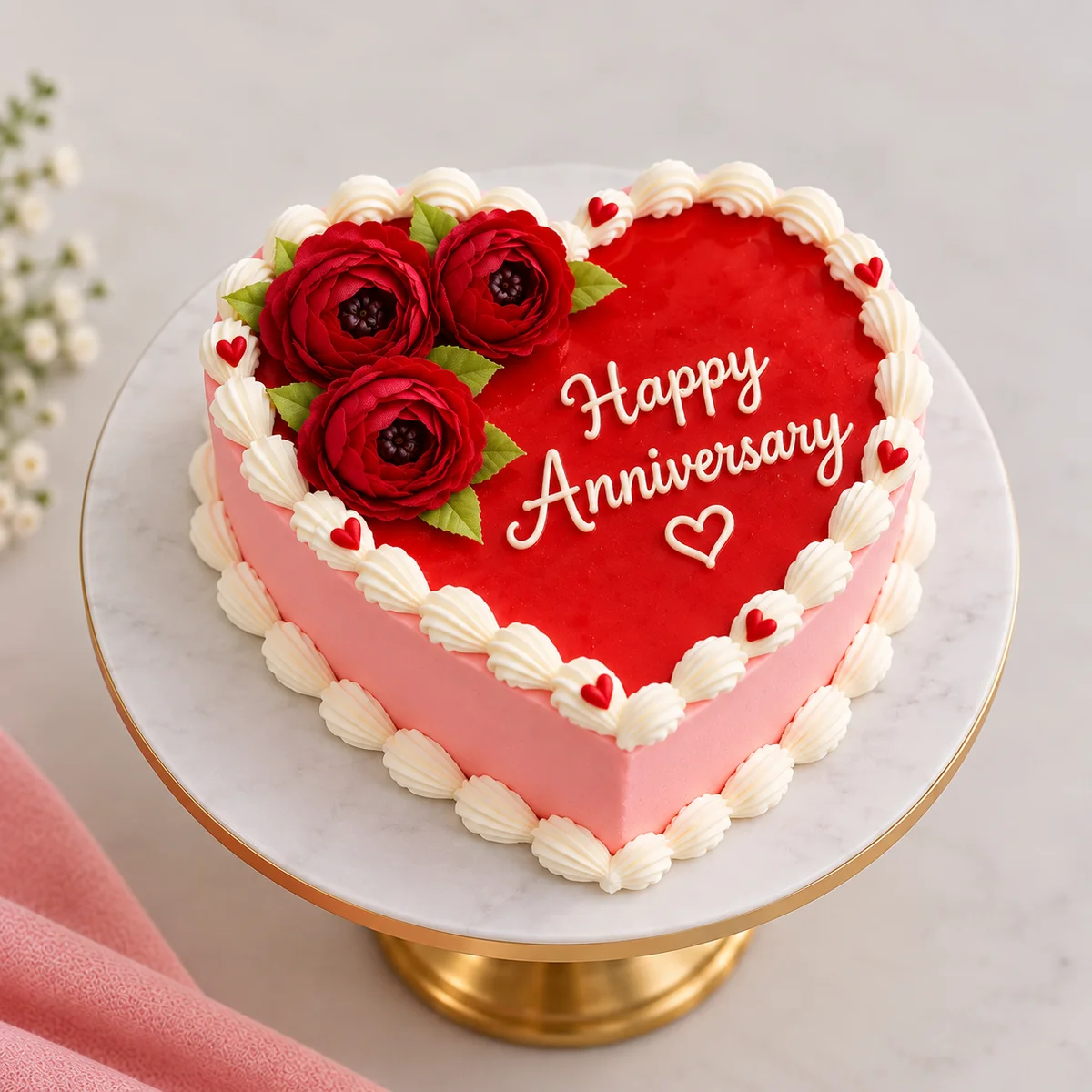 Red Rose Heart Anniversary Cake – 500 g