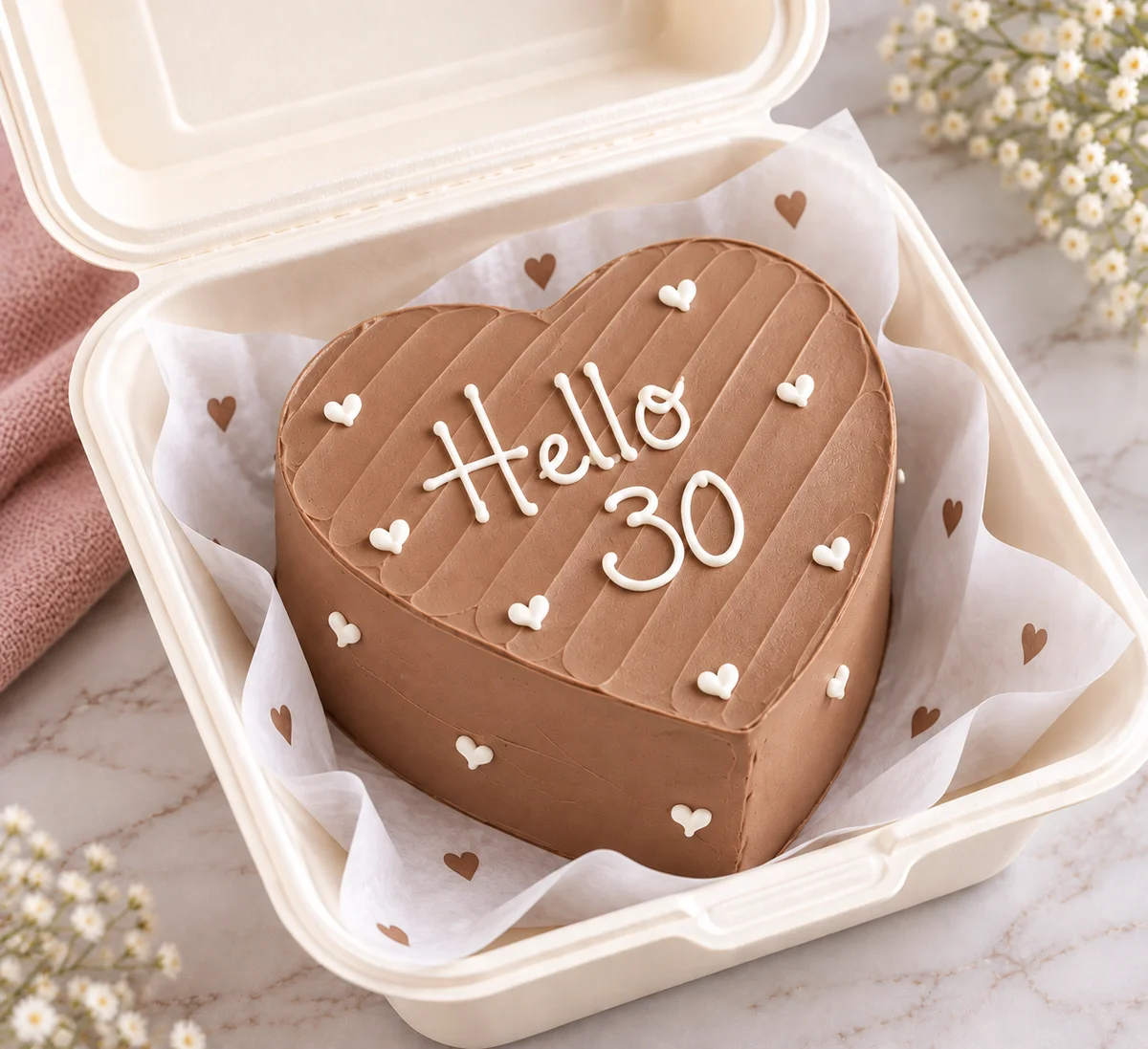 Hello 30 Chocolate Heart Bento Cake – 225 gm