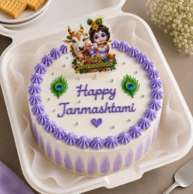 Happy Janmashtami Krishna Lavender Bento Cake – 225 gm