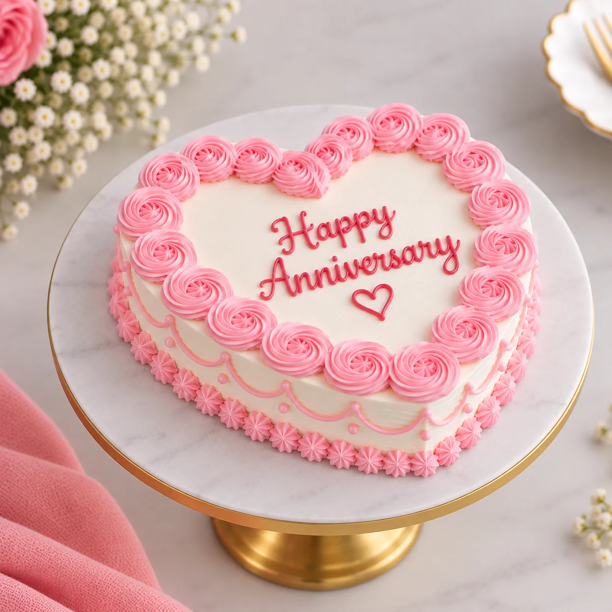 Classic Pink Heart Anniversary vanilla Cake – 500 g
