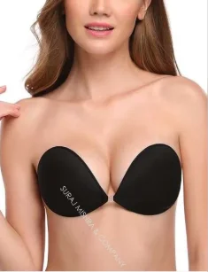 62 adhesive backless strap less bra black color