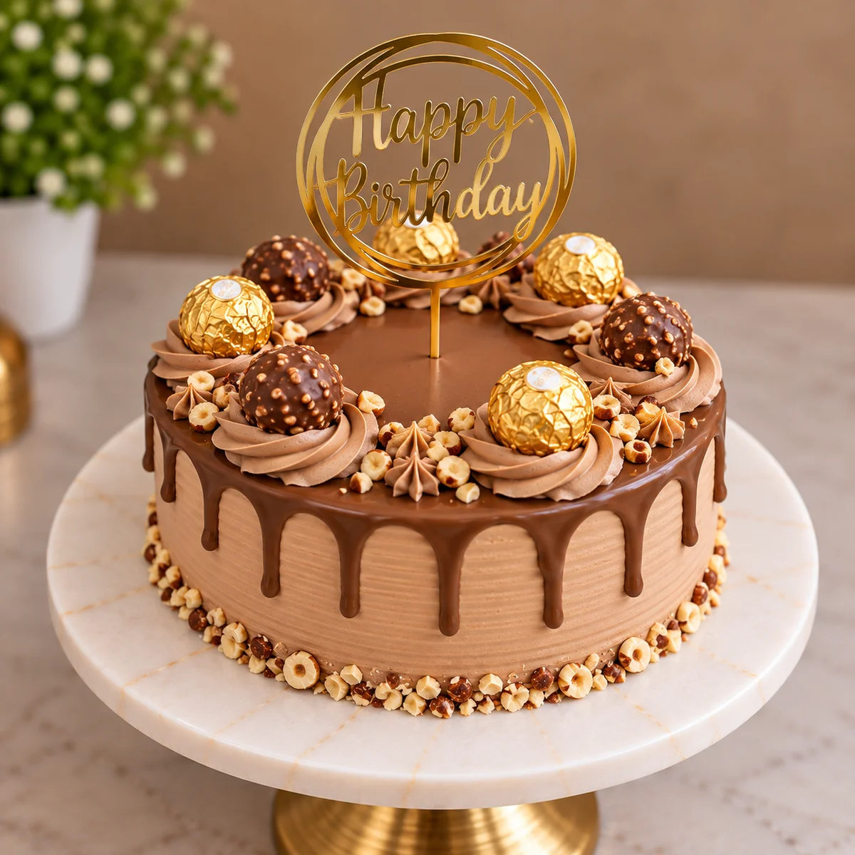 Ferrero Rocher Hazelnut Chocolate Drip Cake 500 gm
