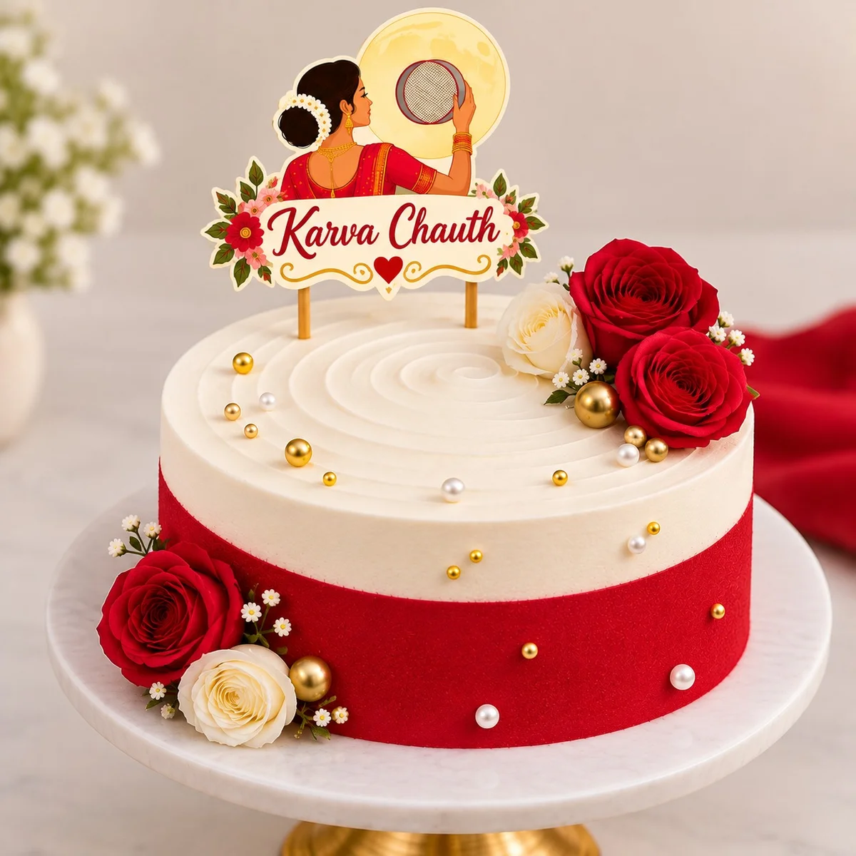 Royal Red Rose Karwa Chauth Celebration Cake –500 gm