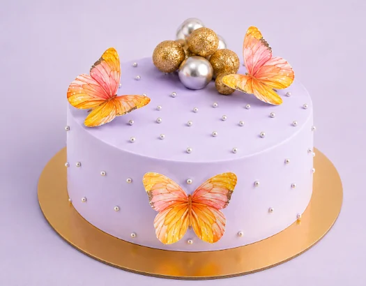 Elegant Butterfly Pearl Birthday Cake – 500 g