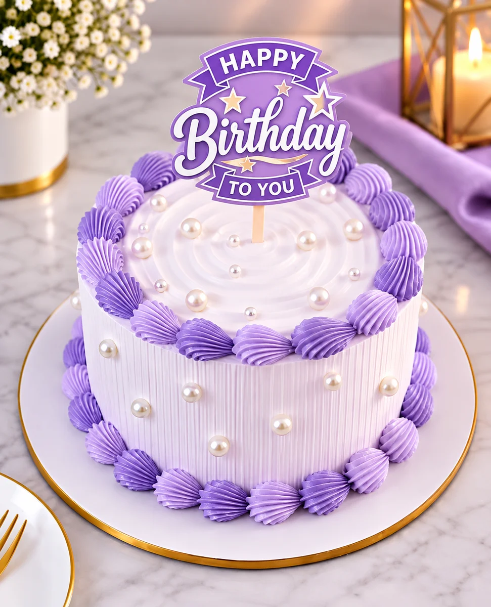 Royal Lavender Pearl Birthday Cake 500 gm