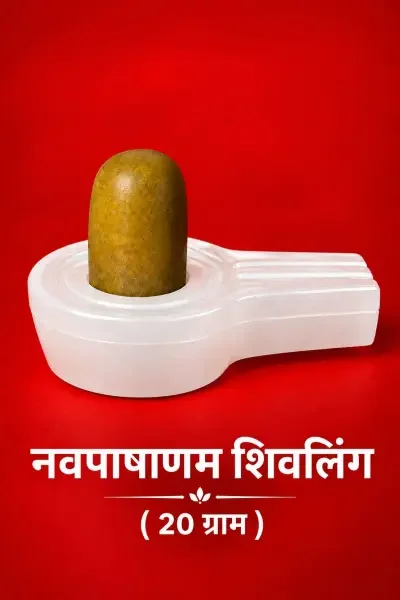 Traditional NavaPashanam Shivling with Flat Vedi, showcasing its detailed texture and elegant design for Shiva Puja.