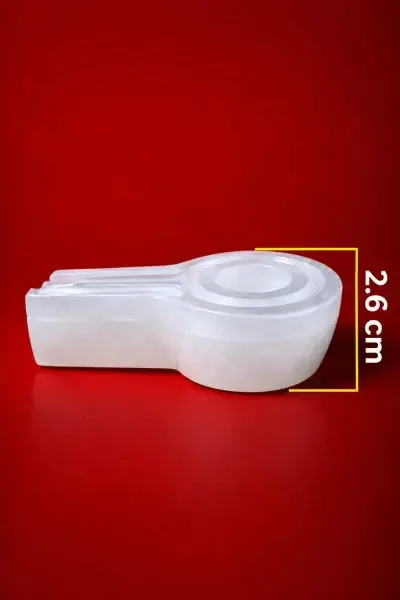 Natural Sphatik Flat Vedi shown separately with a 2.6 cm / 26 mm height.