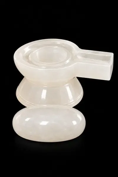 Separate Sphatik Shivling Lingam and Vedi base displayed individually for a clear product view.