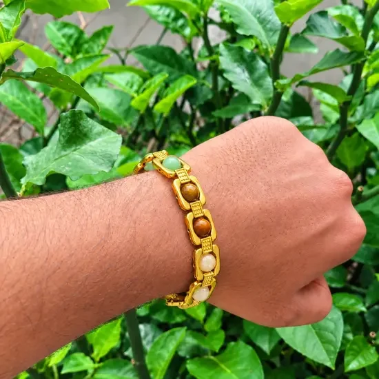 DhanYog Bracelet (Gold Chain) – Natural Multi-Stone Gemstone Bracelet