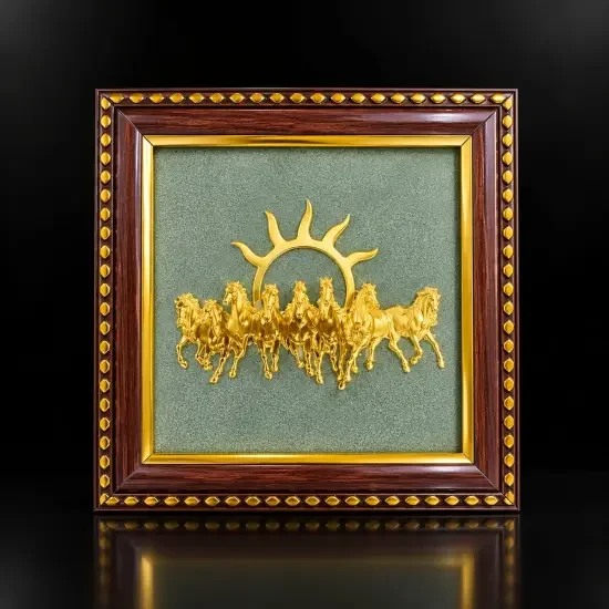 7 Horses on Raw Pyrite Frame – Natural Pyrite Sun Horses Vastu Decor by Rudramani Gems