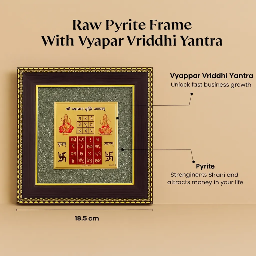 Shree Vyapar Vriddhi Yantra on Natural Raw Pyrite Frame