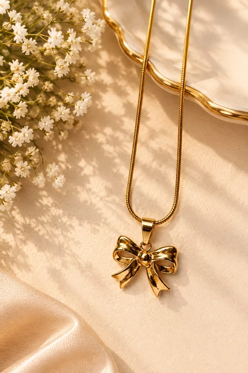 Anti Tarnish Bow Necklace