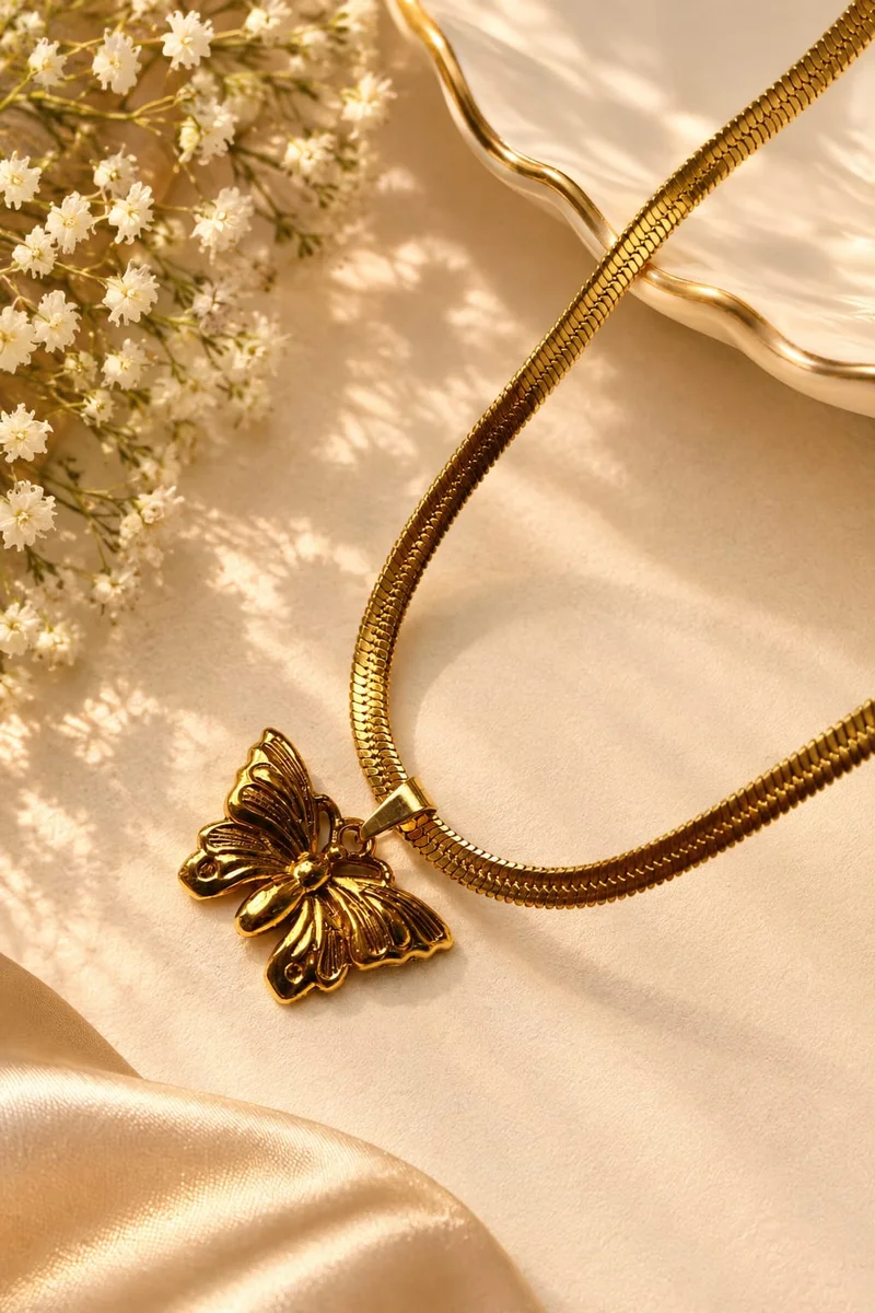 Anti Tarnish Butterfly Necklace