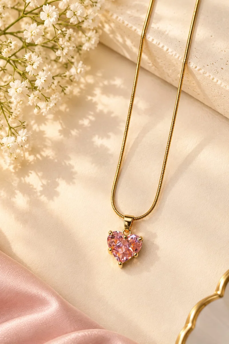 Anti Tarnish Green Heart Necklace