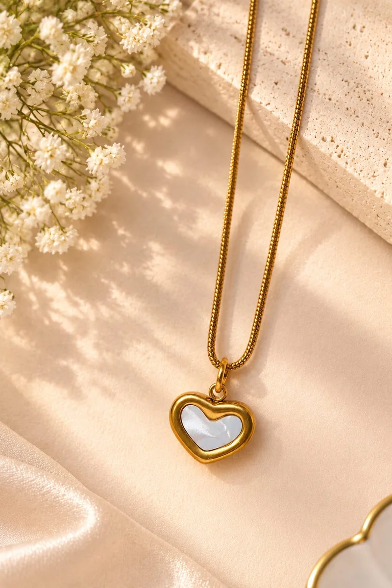 Anti Tarnish White Heart Necklace